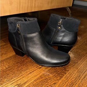 Clarks Black Leather Ankle Booties